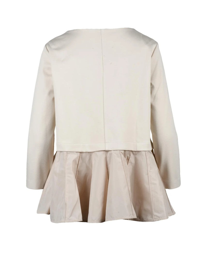 Meimeij White Viscose-Blend Pleated Blouse
