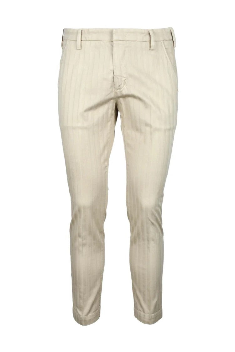 Entre Amis Beige Slim Fit Trousers With Vertical Stripe Pattern From Entre Amis