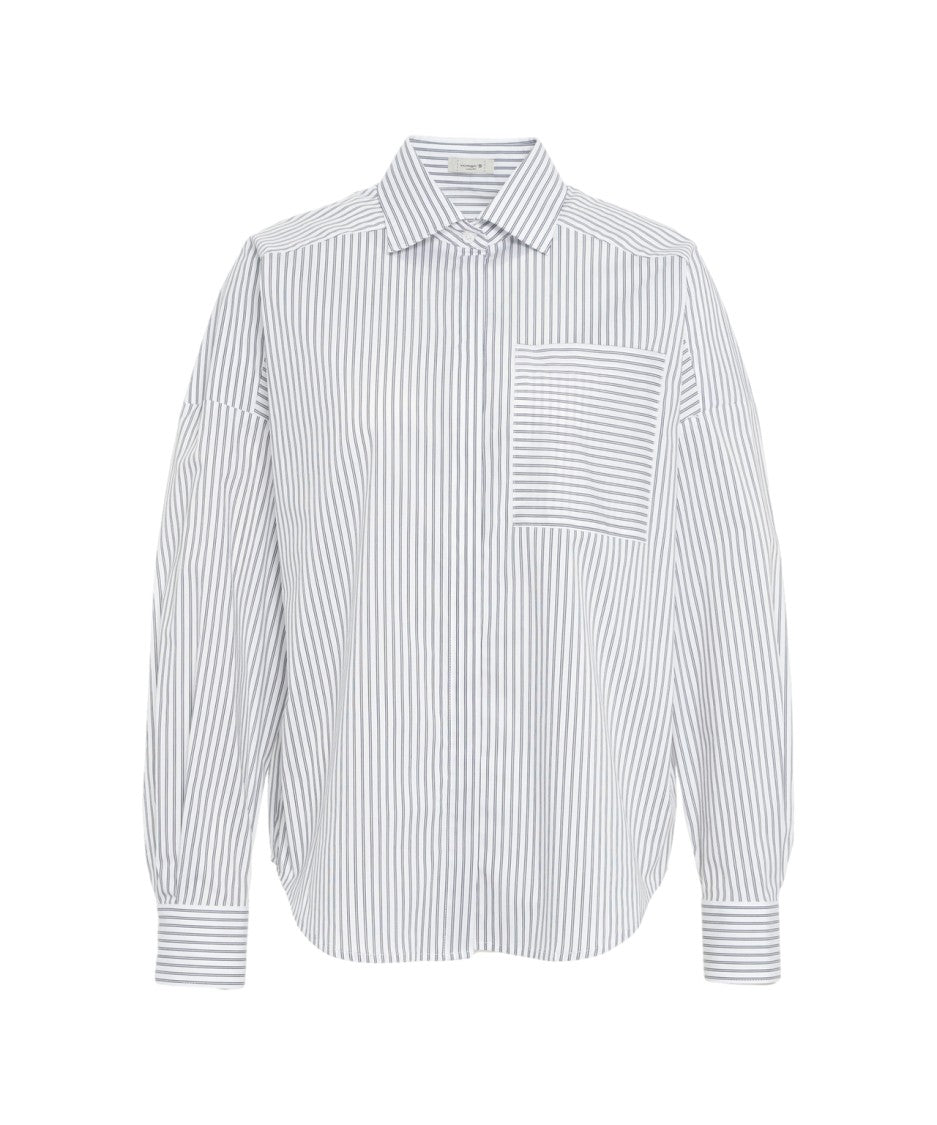 Himon's Striped Blouse With Traditional Collar