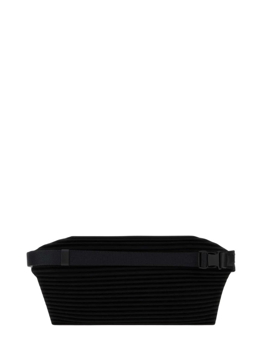 Homme Plissé Issey Miyake Pleated Texture Slim Belt Bag With Adjustable Strap