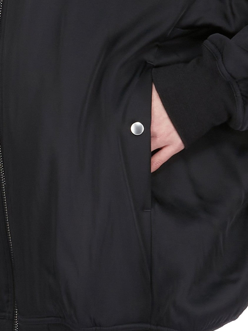 Rick Owens Oversized Black Bomber Jacket In Washed Charmeuse