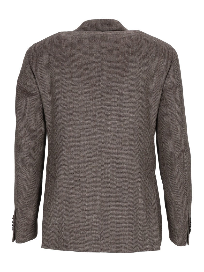 Luigi Bianchi Sartoria Drop 7 Herringbone Double-Breasted Blazer