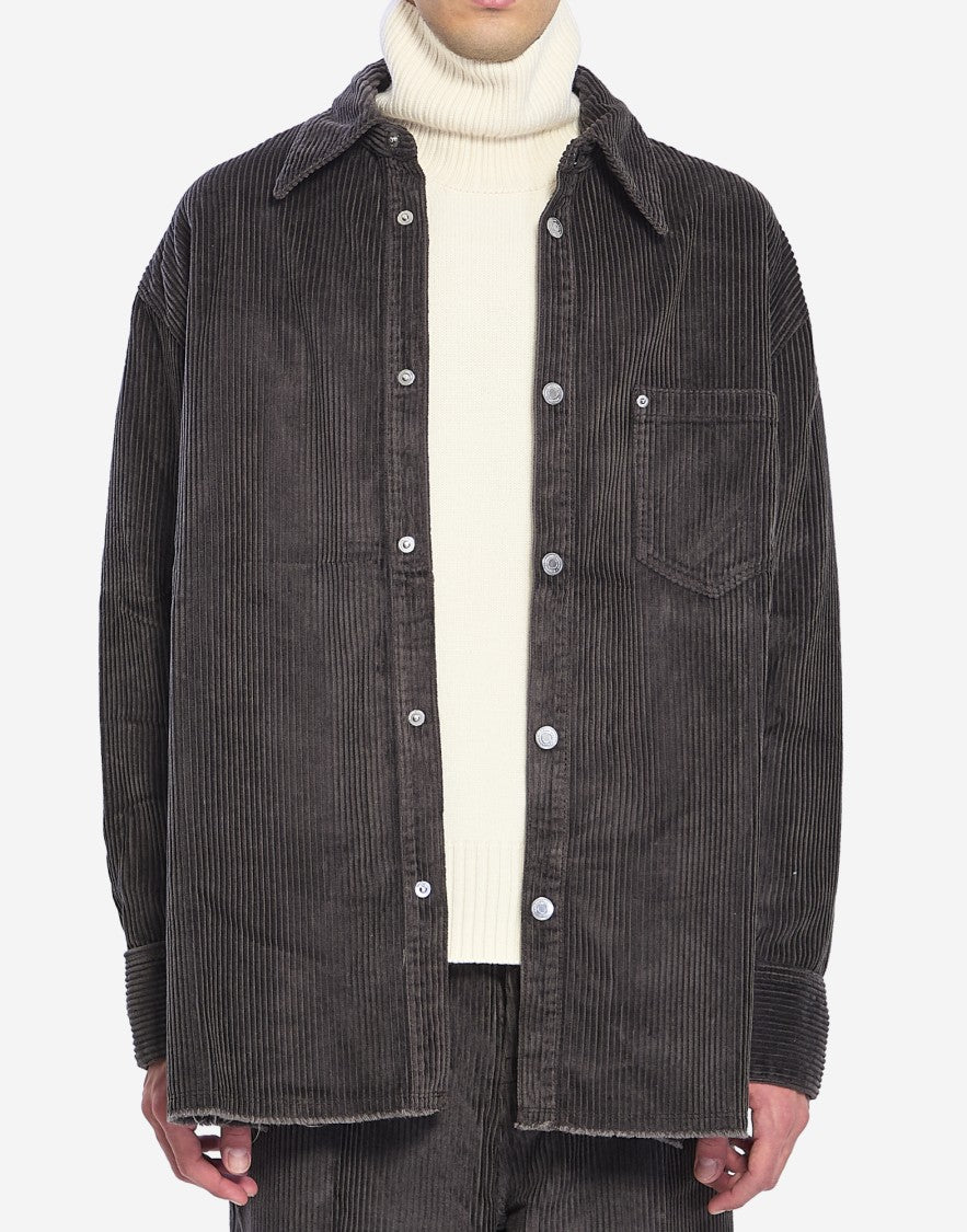 Ami Paris Logo Patch Corduroy Overshirt