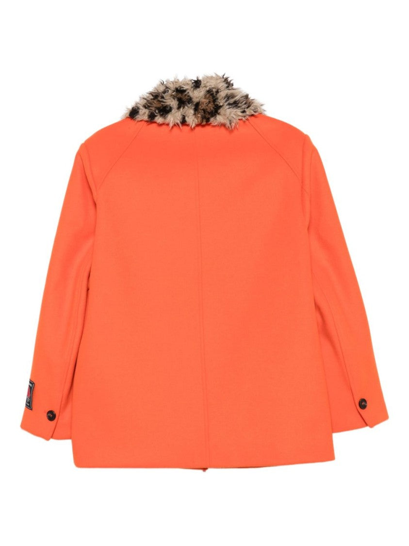 Msgm Bright Orange Wool Blend Outerwear