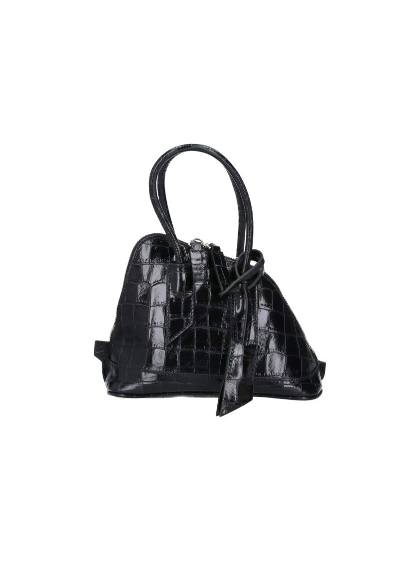 The Attico Black Sant Ambroeus Croc-Embossed Leather Mini Bag