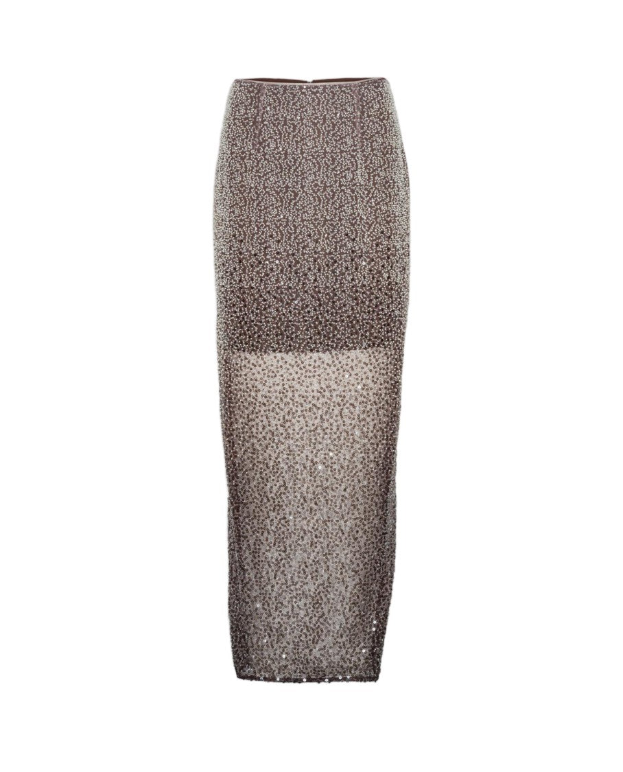Rotate Semi-Transparent Pencil Skirt With All-Over Sequins And Bead Embellishment
