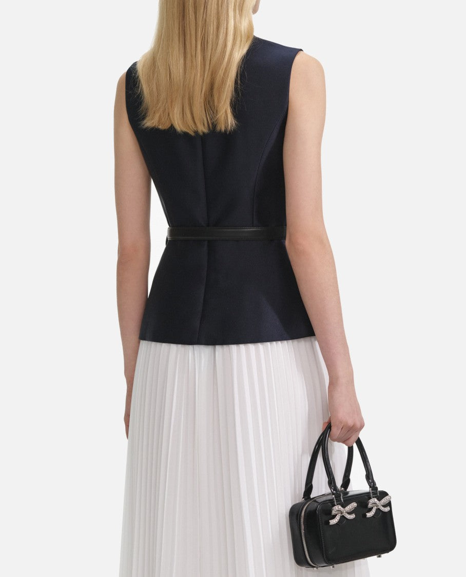 Self-Portrait Navy Taffeta Midi Dress