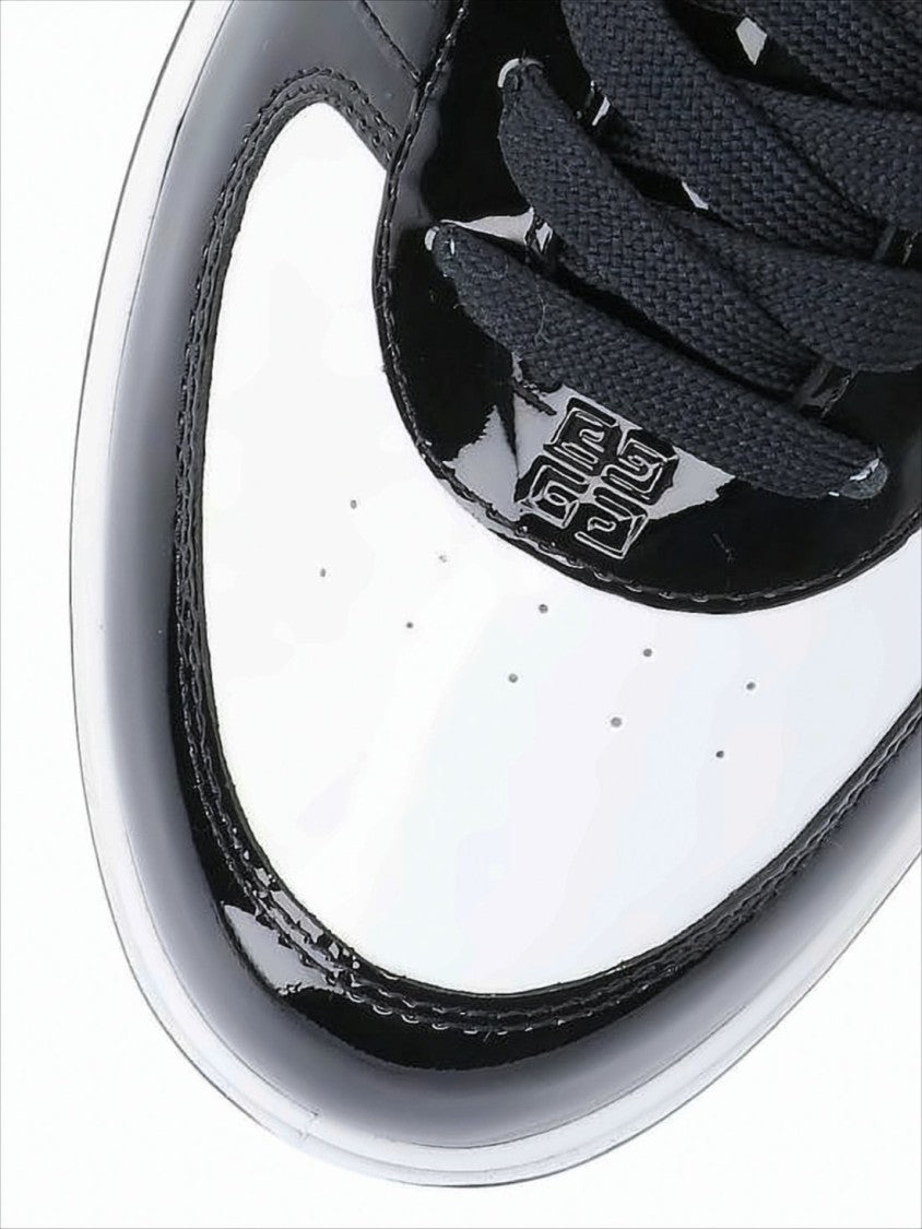 Givenchy Glossy Calf Leather Sneakers With Geometric Logo