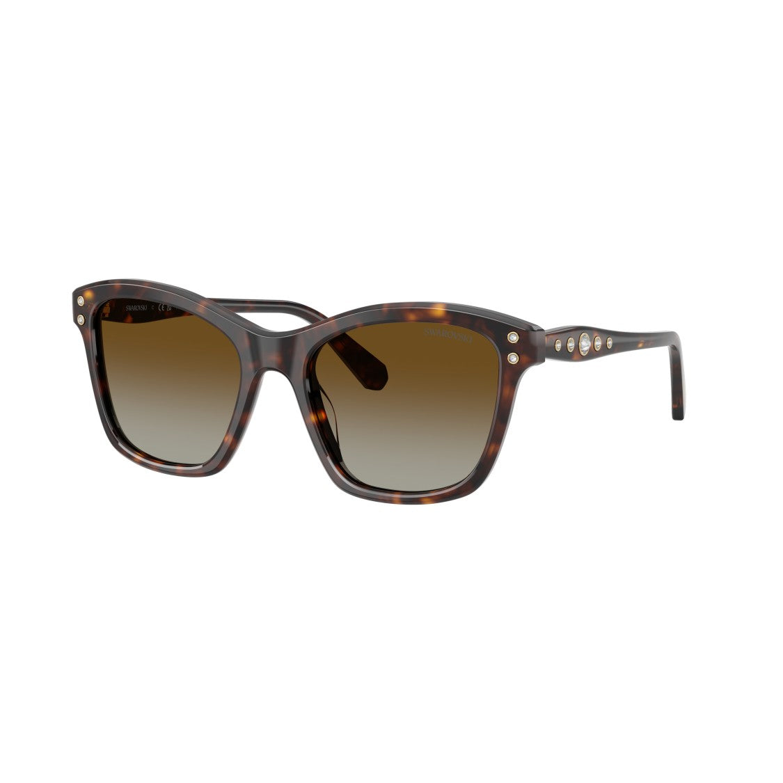 Swarovski 0Sk6063 Classic Tortoiseshell Acetate Sunglasses With Crystal Embellishments