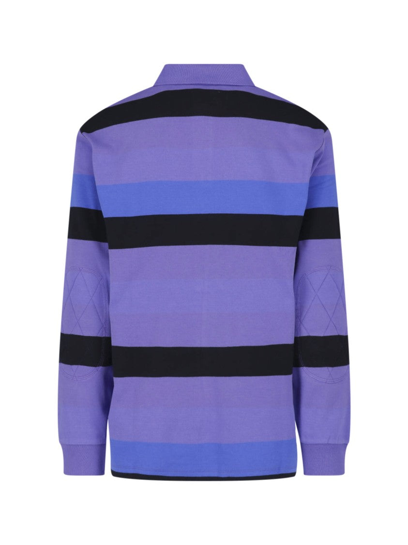 Erl Horizontal Stripe Cotton Polo Shirt With Classic Collar
