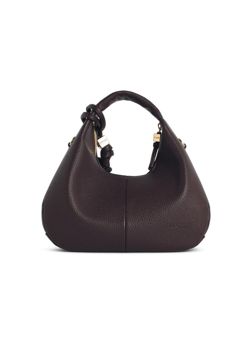 Ganni Brown Eco Leather Mini Hobo Bag