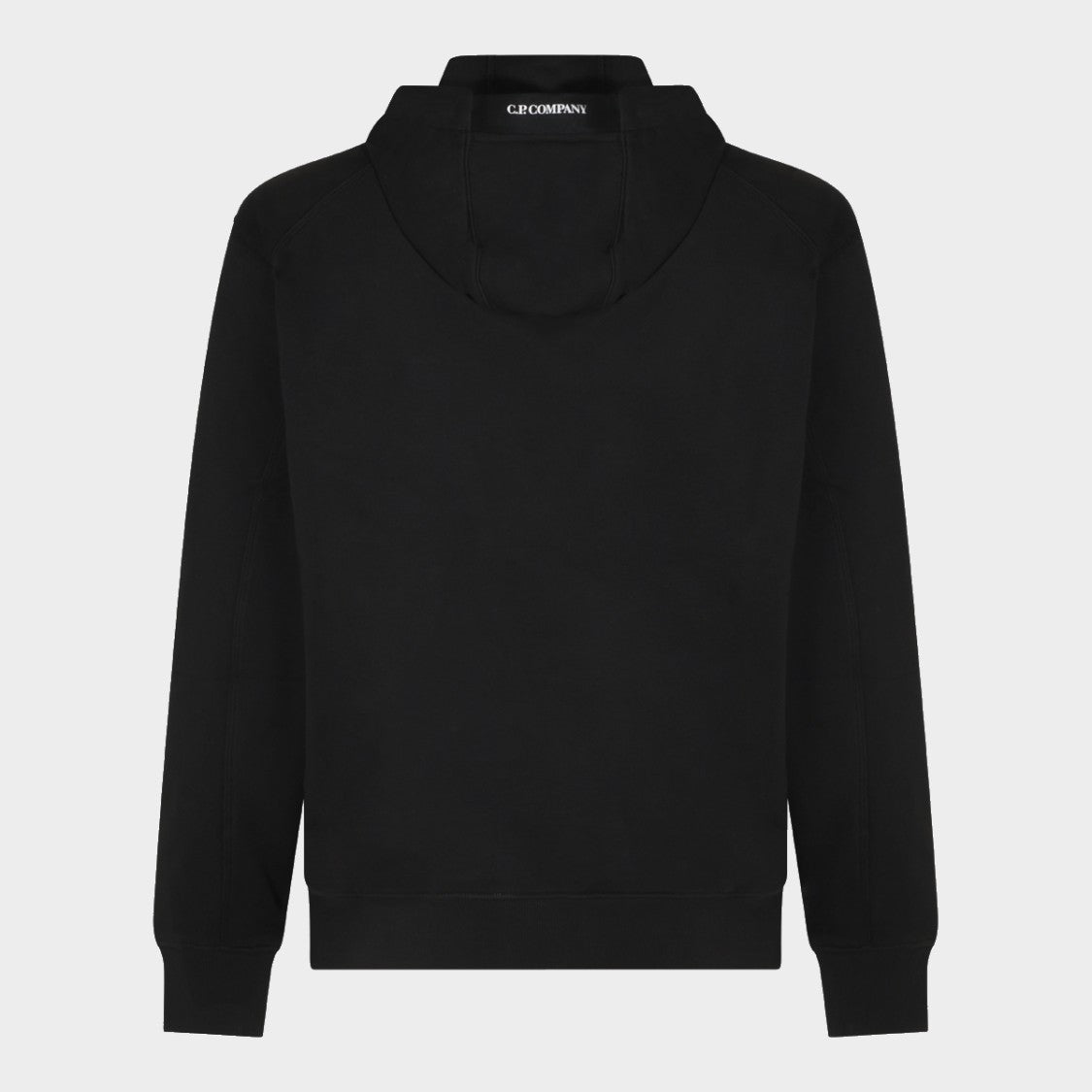 C.P. Company Black Minimalist Hoodie With Kangaroo Pocket And Drawstring