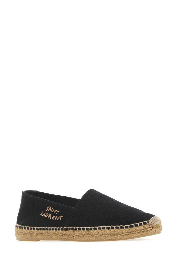 Saint Laurent Classic Black Canvas Espadrilles With Jute Rope Sole
