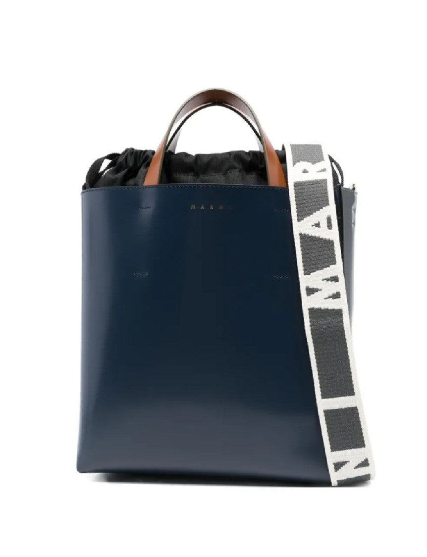 Marni Two-Tone Calf Leather Structured Tote Bag