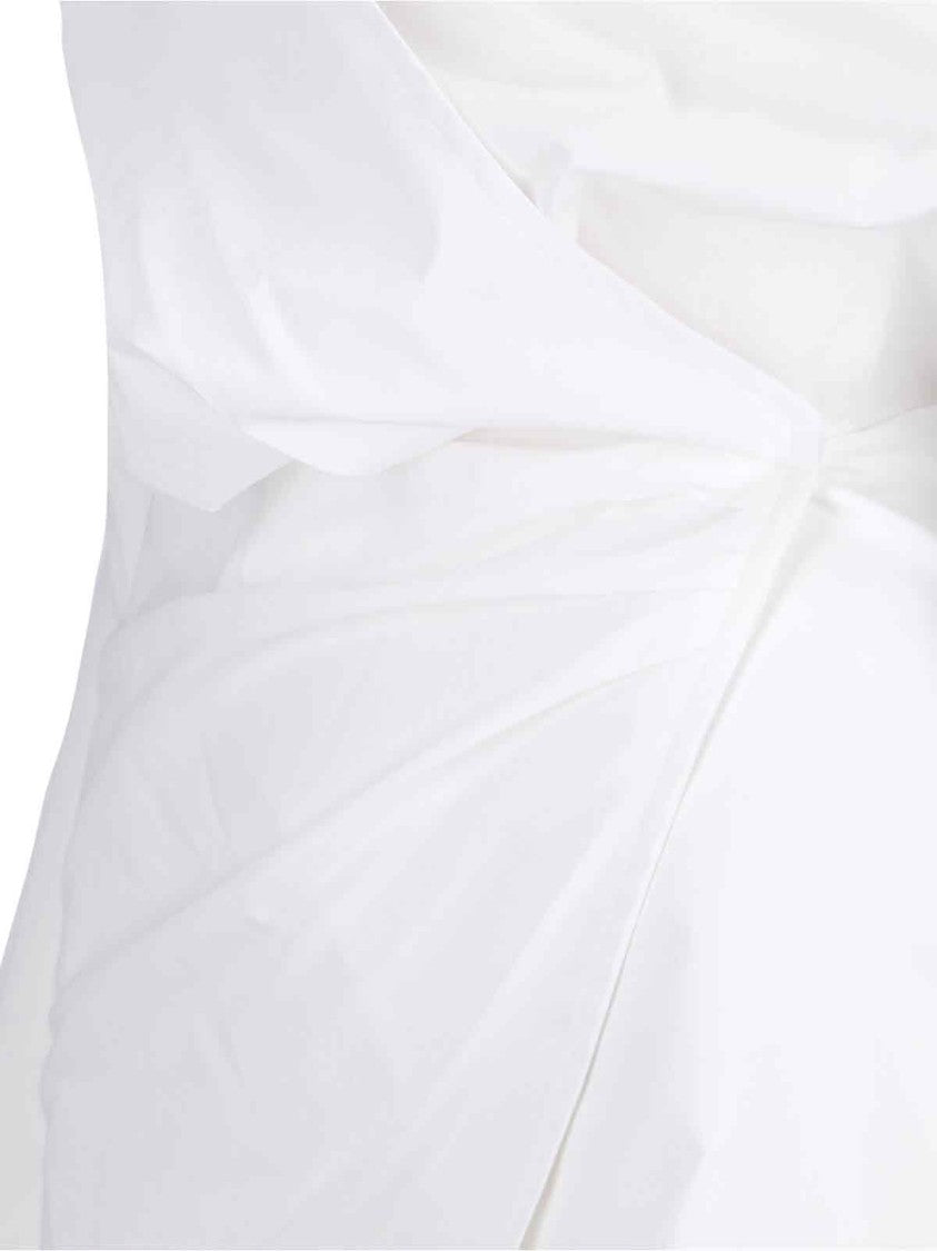 The Attico Draped Mini Shirt Dress – White