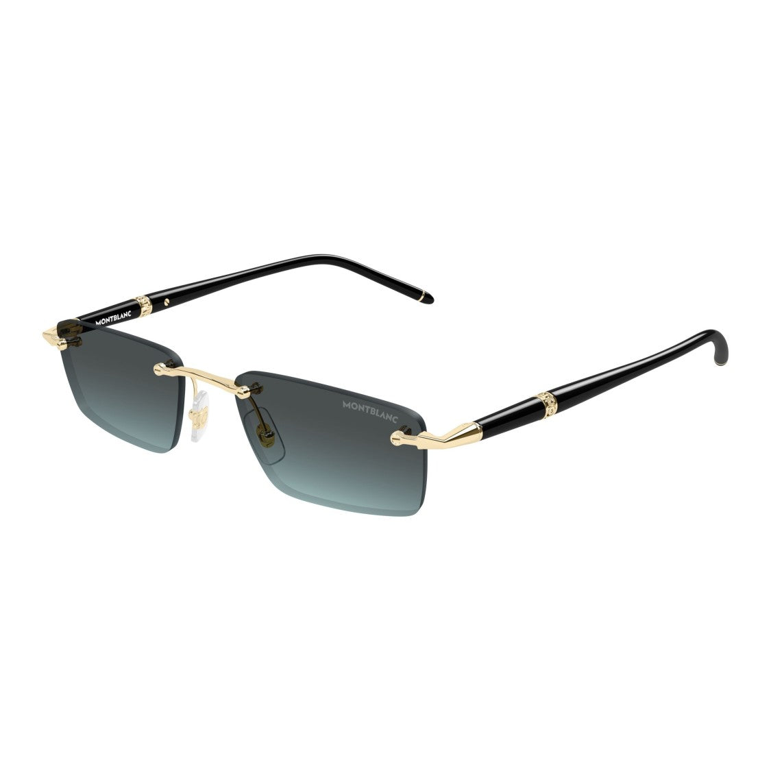 Montblanc Rimless Rectangular Sunglasses With Gradient Lenses And Gold Accents