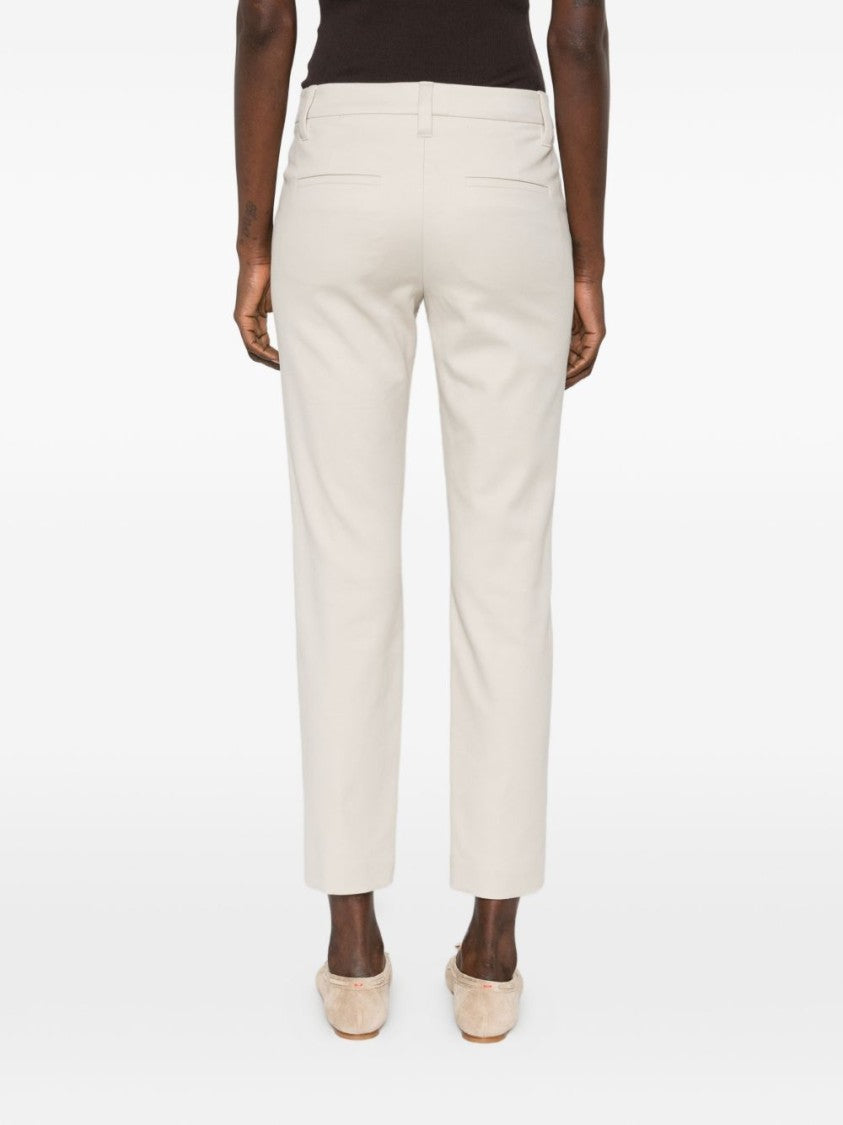 Brunello Cucinelli White Side Gusset Pockets Cotton Straight-Leg Pants