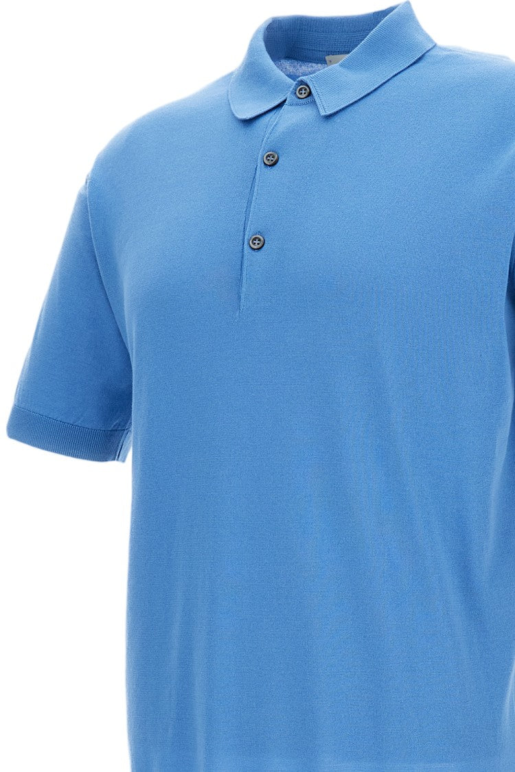 John Smedley Light Blue Cotton Short-Sleeve Polo Shirt