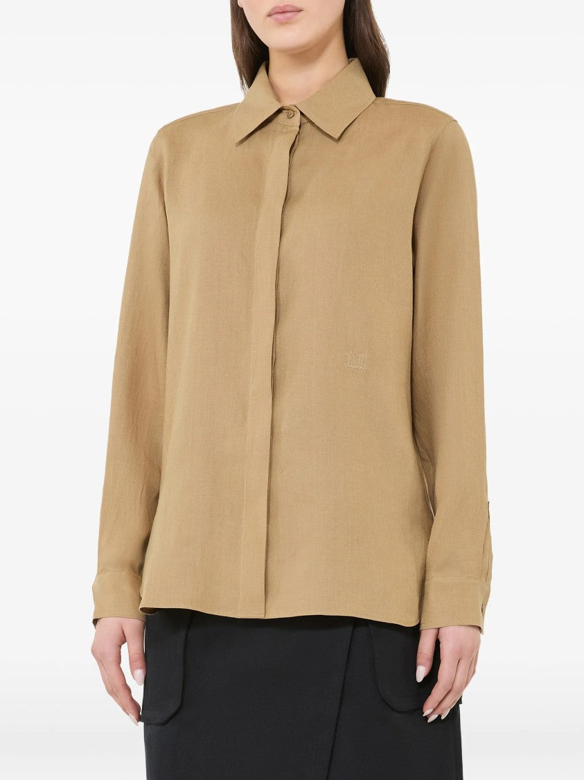 Max Mara White Mxmfalas Long-Sleeved Button-Up Shirt
