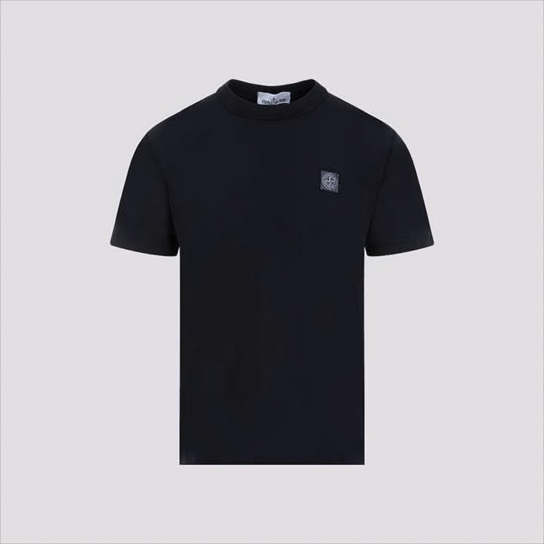 Stone Island Crew Neck Black Cotton T-Shirt