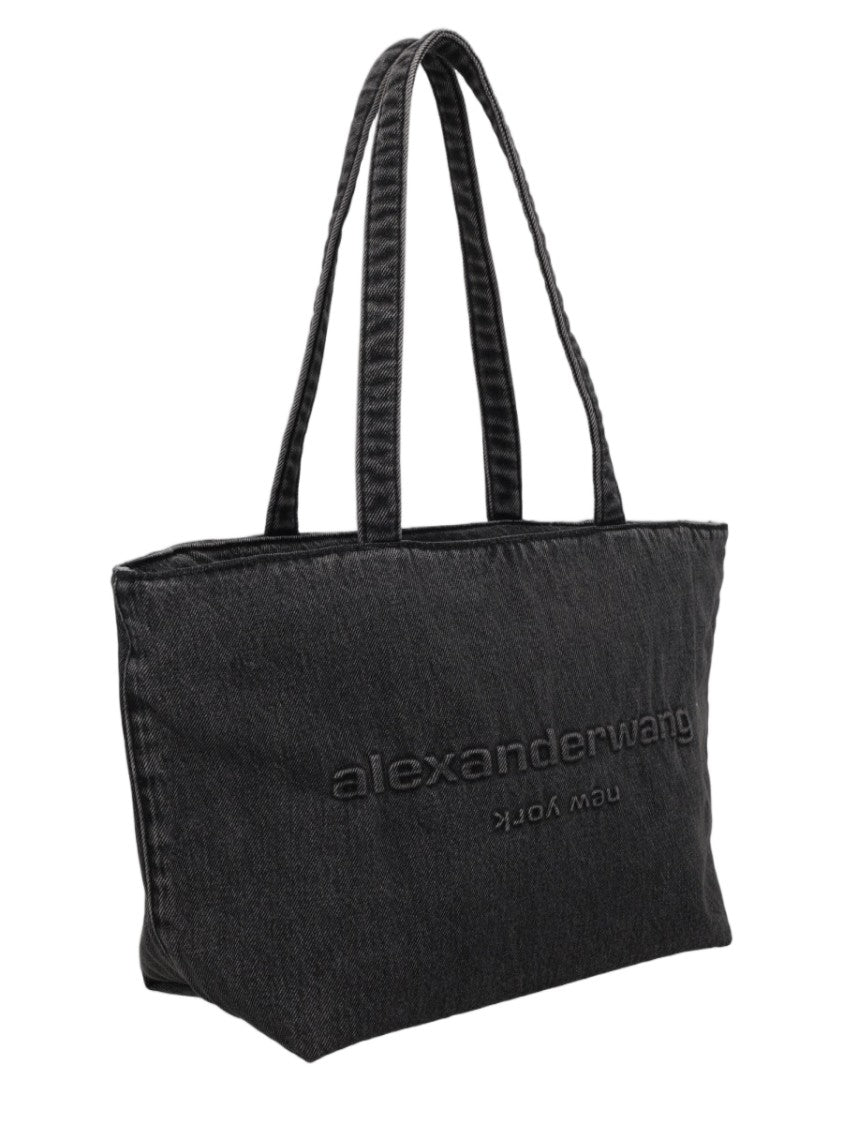 Alexander Wang Medium Denim Tote Bag With Embossed Logo