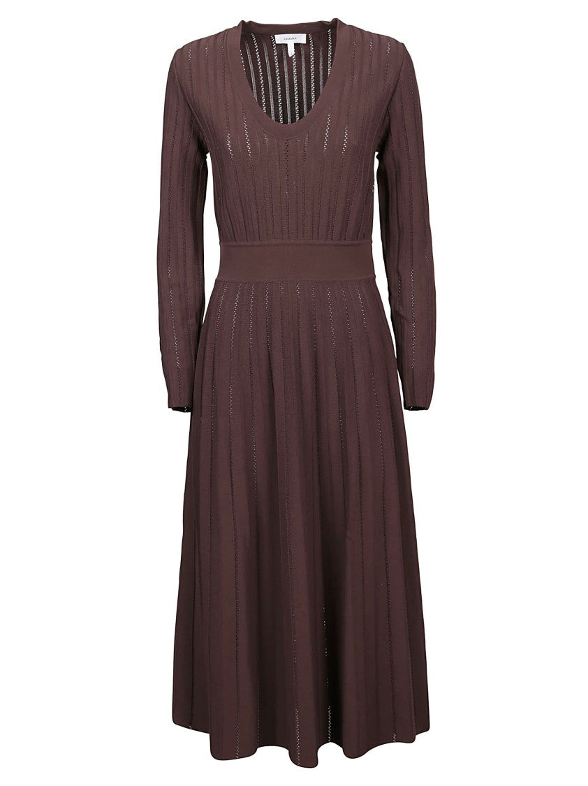 Casasola Pointelle Low Neck Viscose Midi Dress
