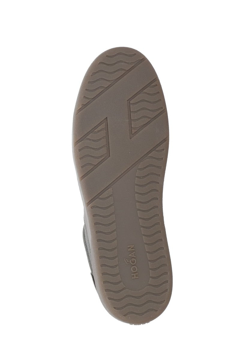 Hogan Brown Smooth Leather Detail Suede Sneakers
