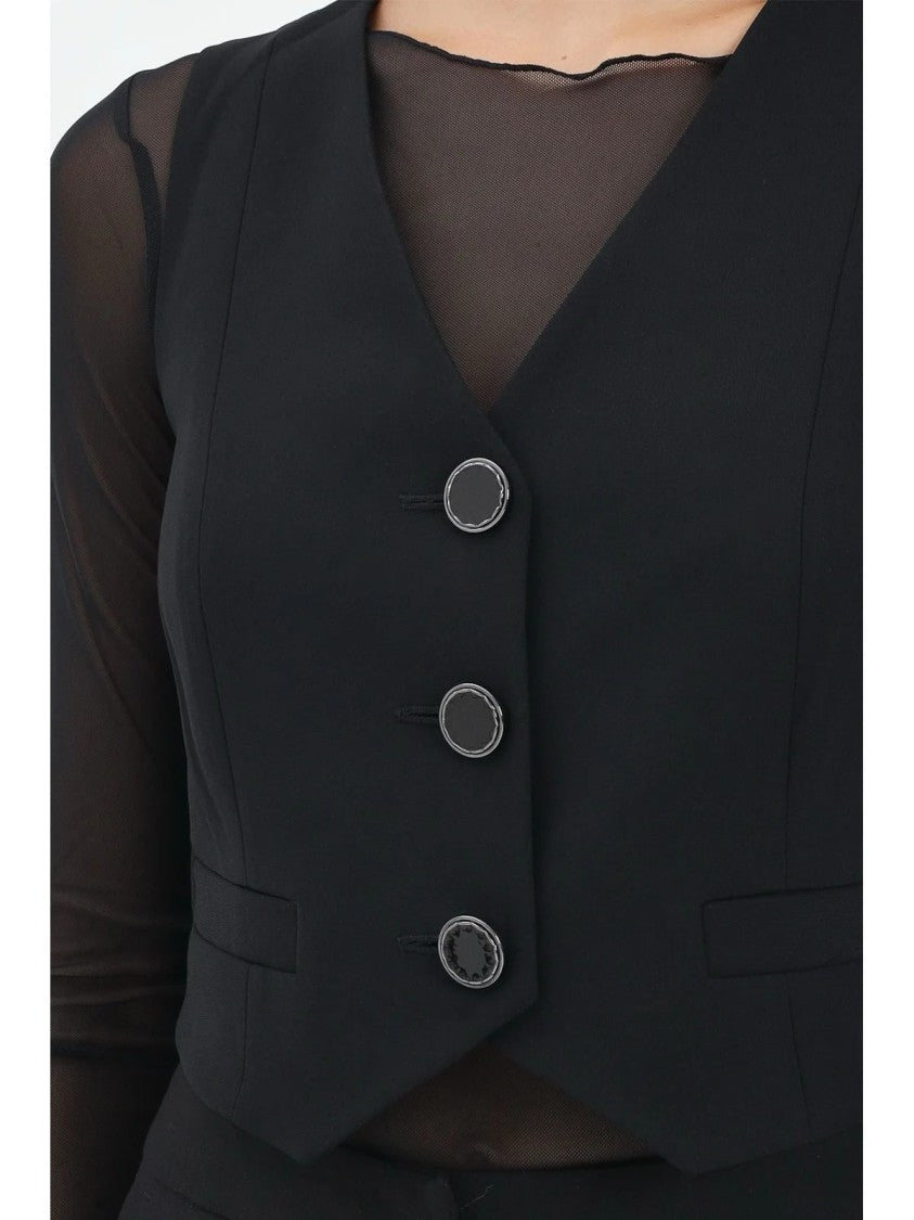 Armani Exchange Black Polyester Fitted Vest