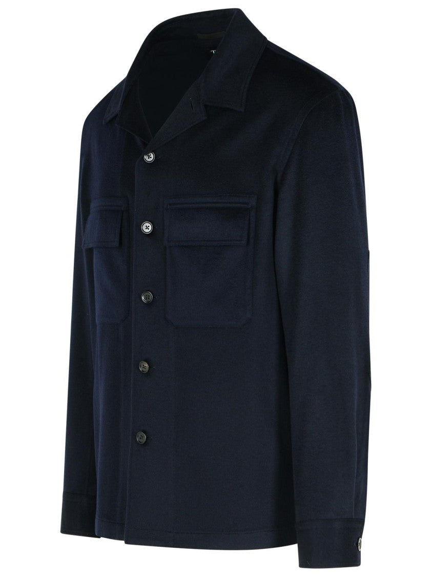 Zegna 'Oasi' Night Blue Cashmere Shirt