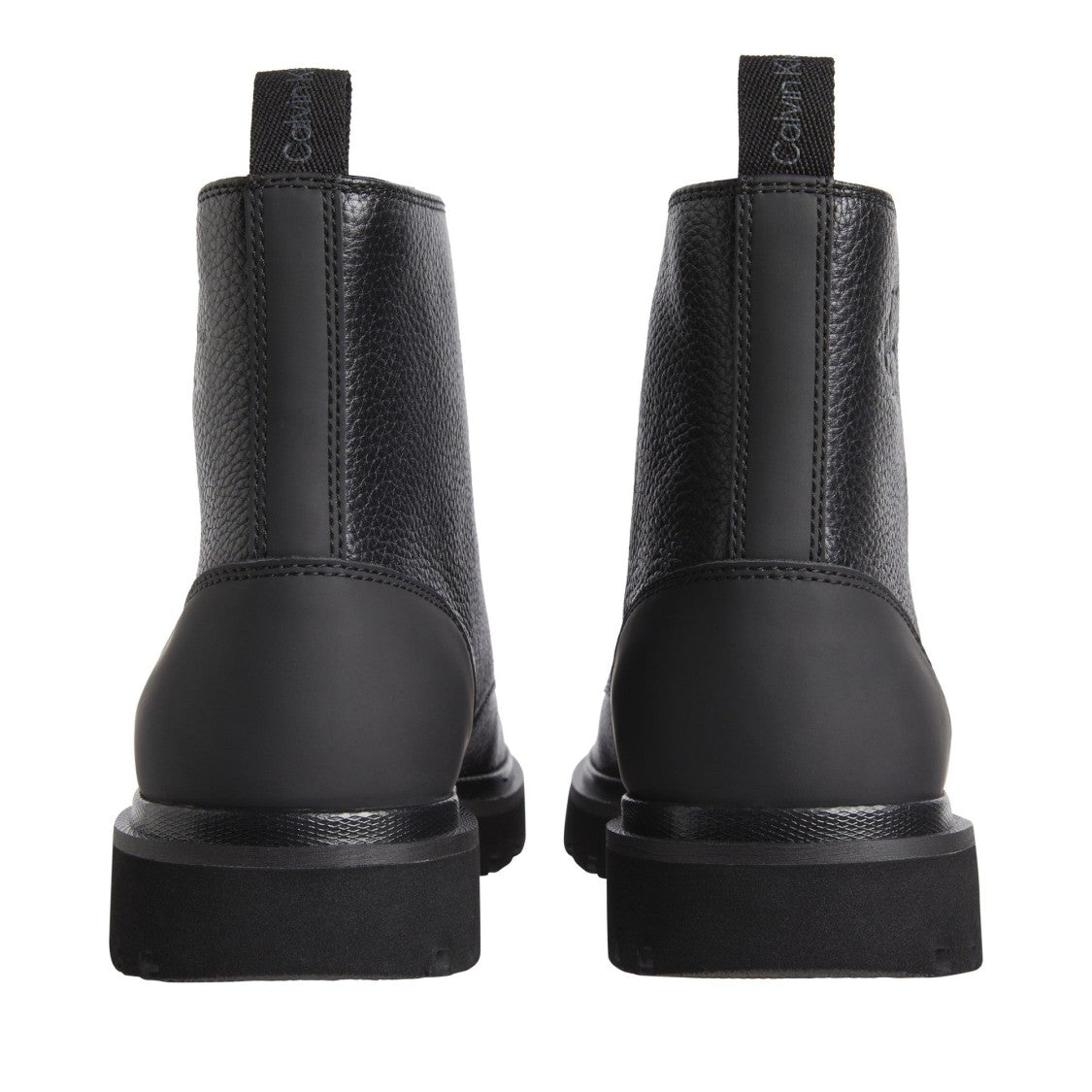 Calvin Klein Jeans Black Pebbled Leather Mid Ankle Boots