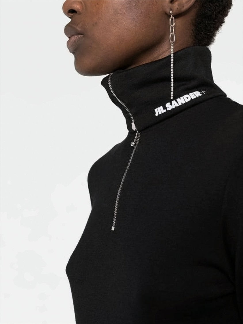 Jil Sander Fitted Turtleneck With Half-Zip Closure And Subtle Branding