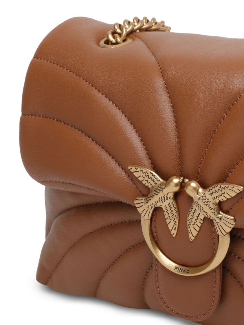 Pinko Brown Quilted Gold-Tone Clutch