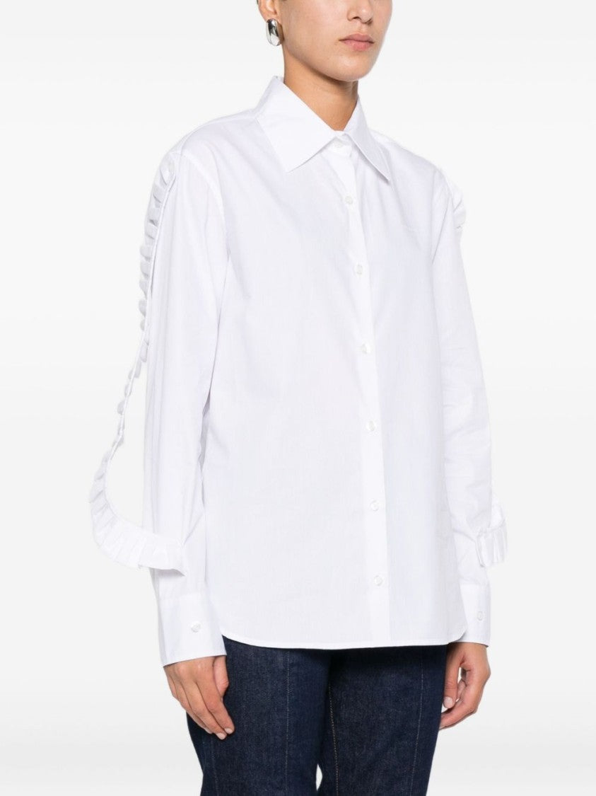 Coperni Ruffled Trim White Cotton Shirt