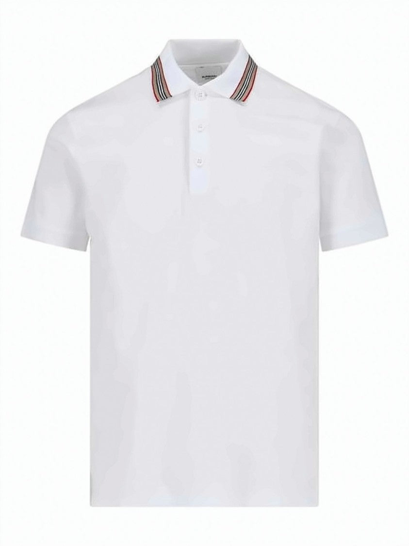 Burberry Short-Sleeve Textured Polo Shirt With Multicolored Collar
