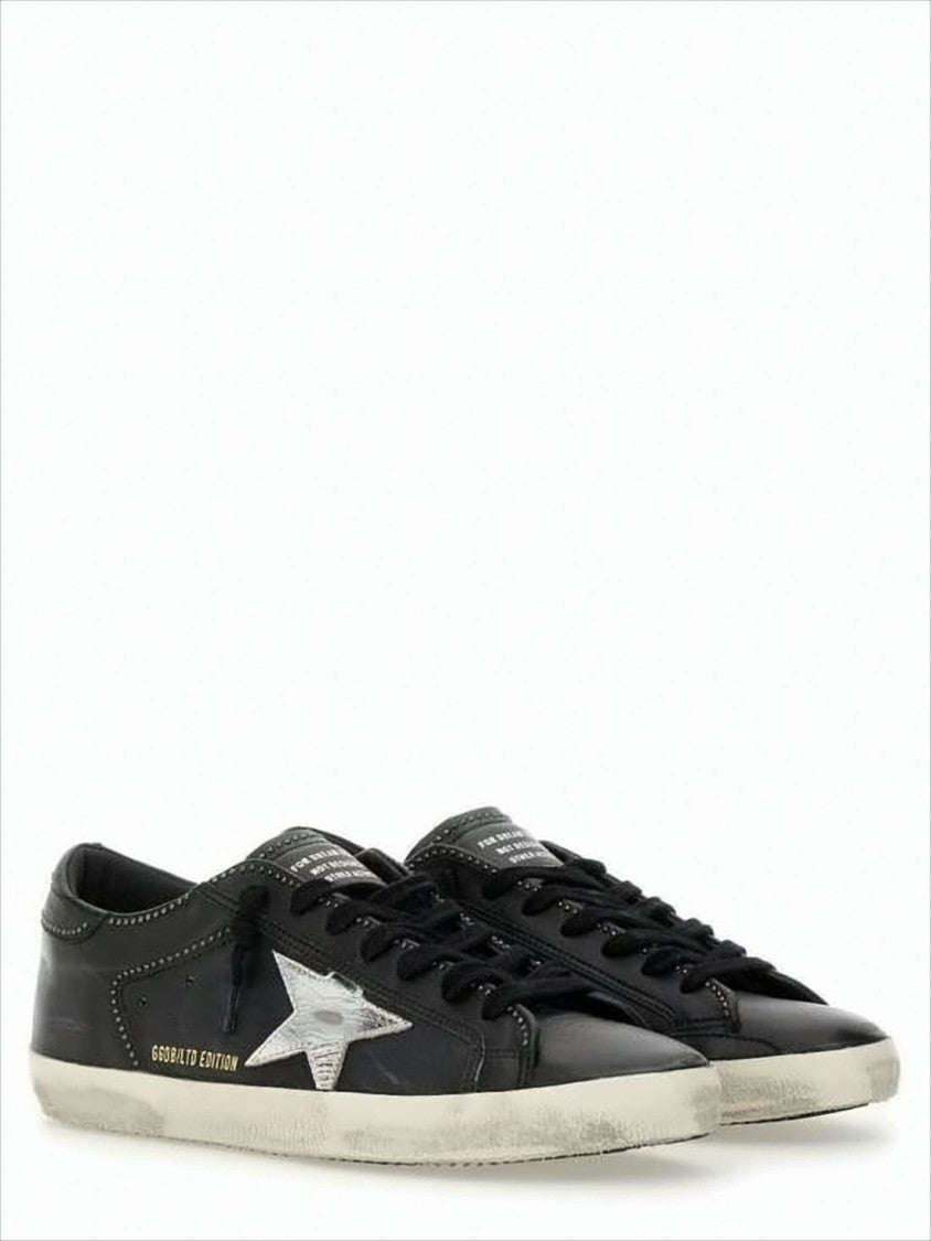 Golden Goose Lambskin Leather Low-Top Sneakers With Distressed Finish