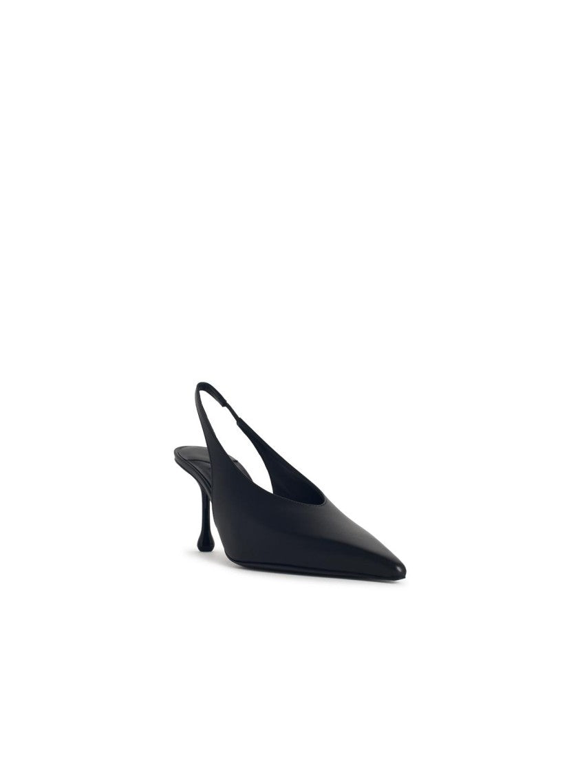Jimmy Choo Isa 80' Black Leather Slingbacks