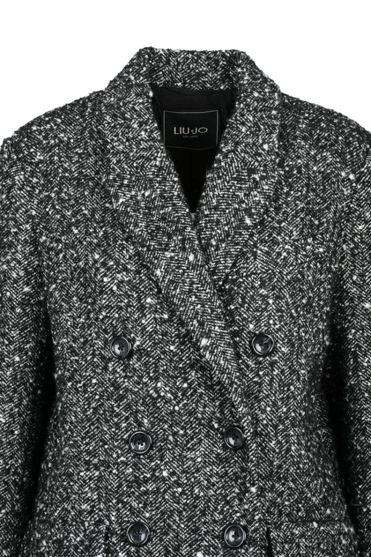 Liu Jo Long Double-Breasted Coat - Black/White