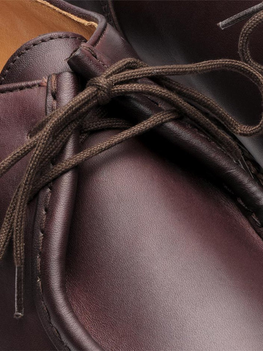 Paraboot Burgundy Michael Calf Leather Moccasin Toe Loafers