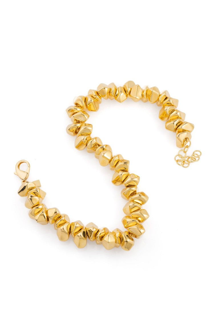 Federica Tosi Gold Small Stone 18K Gold Plated Bronze Metal Necklace