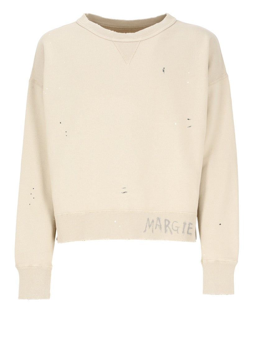Maison Margiela Beige Cotton Graffiti Sweatshirt