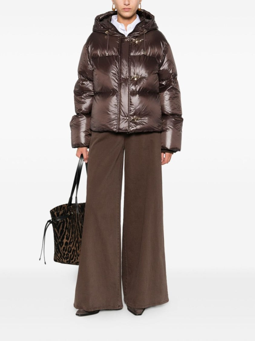 Fay Cropped Hooded Puffer Jacket With Quilted Design