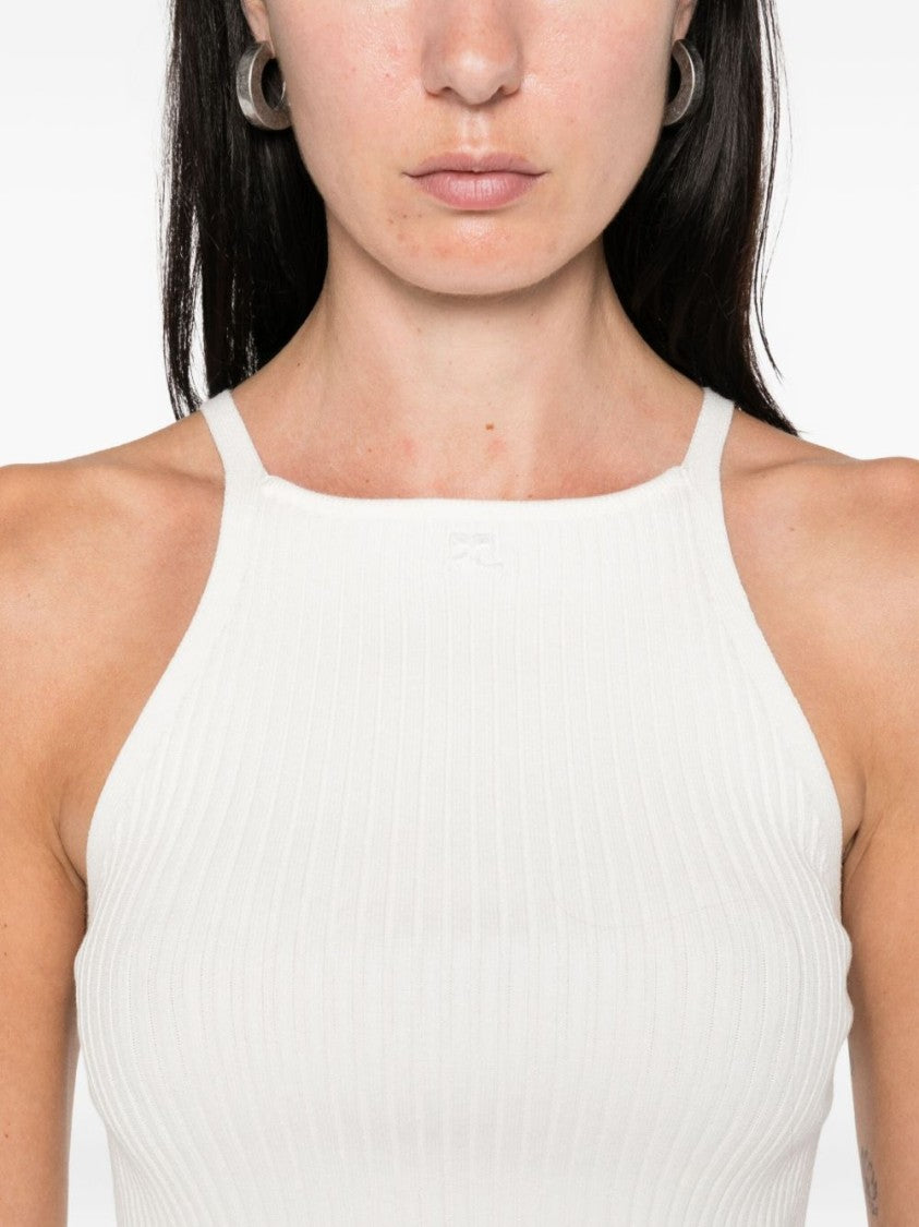 Courrèges Ribbed Halterneck Top With Straight Hemline