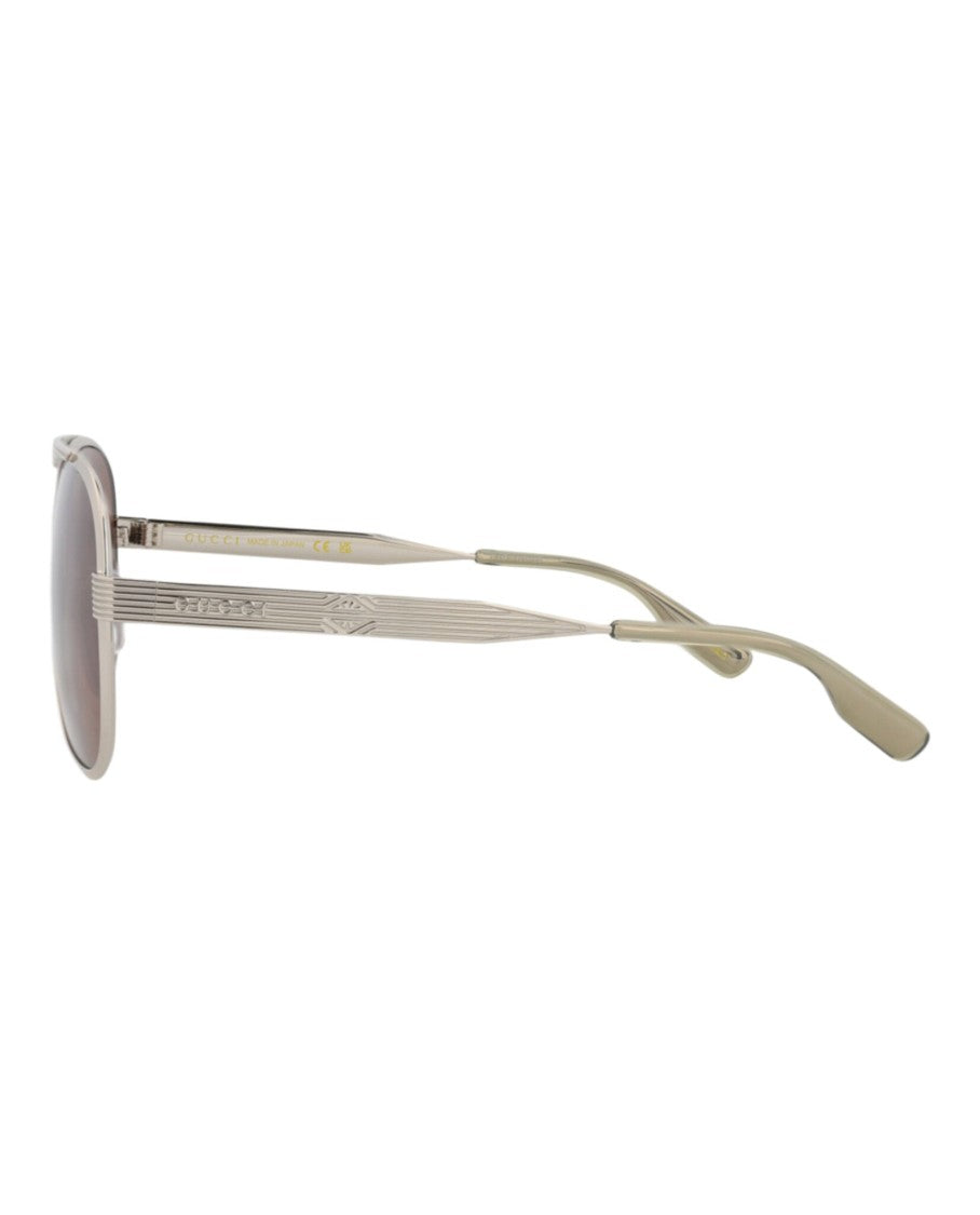 Gucci Aviator-Frame Metal Sunglasses