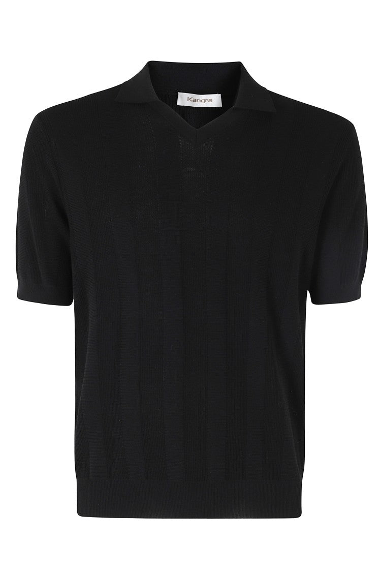 Kangra Black Skipper Single Thread Ribbed Trim Cotton Polo Shirt