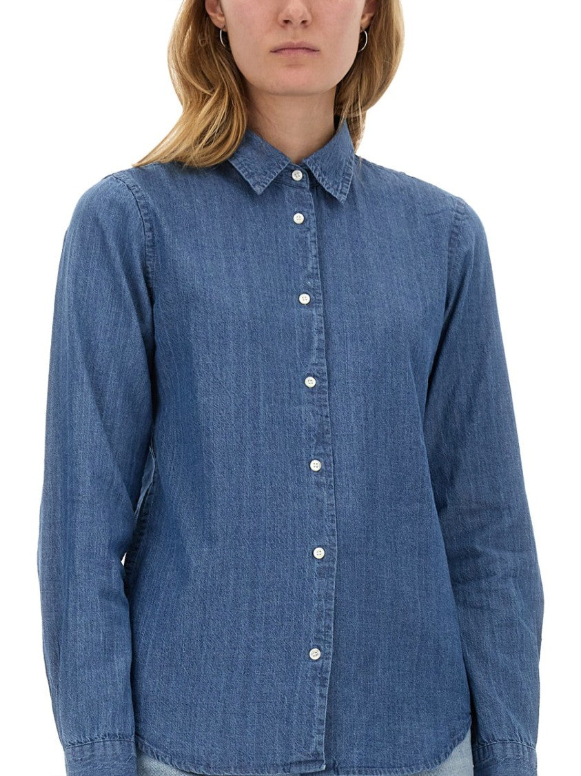 Aspesi Regular Fit Denim Shirt With Classic Collar
