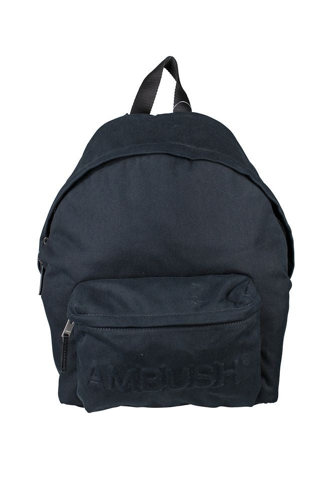 Ambush Navy Blue Canvas Backpack With Embossed Logo