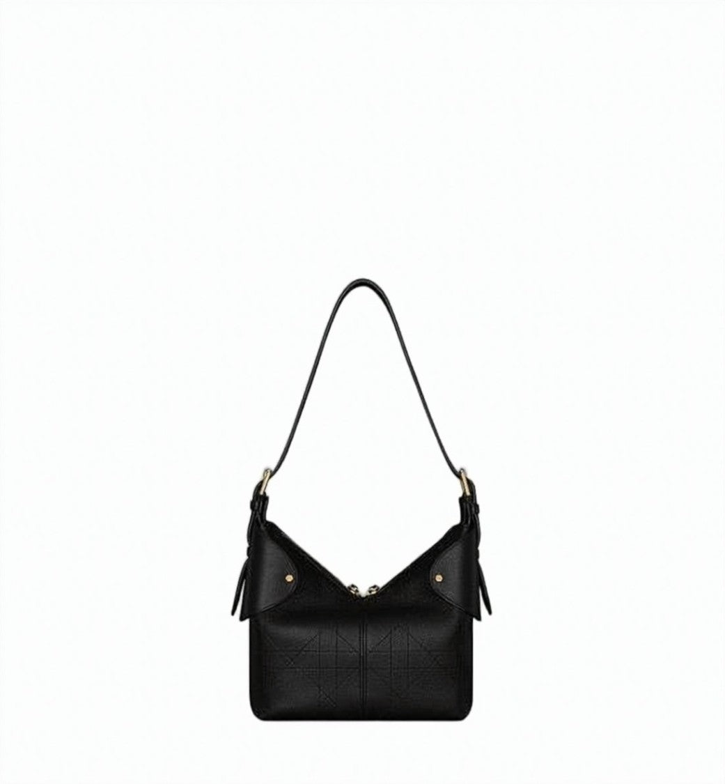 Dior Quilted Lambskin Shoulder Bag With Calfskin Pocket And Gold Hardware