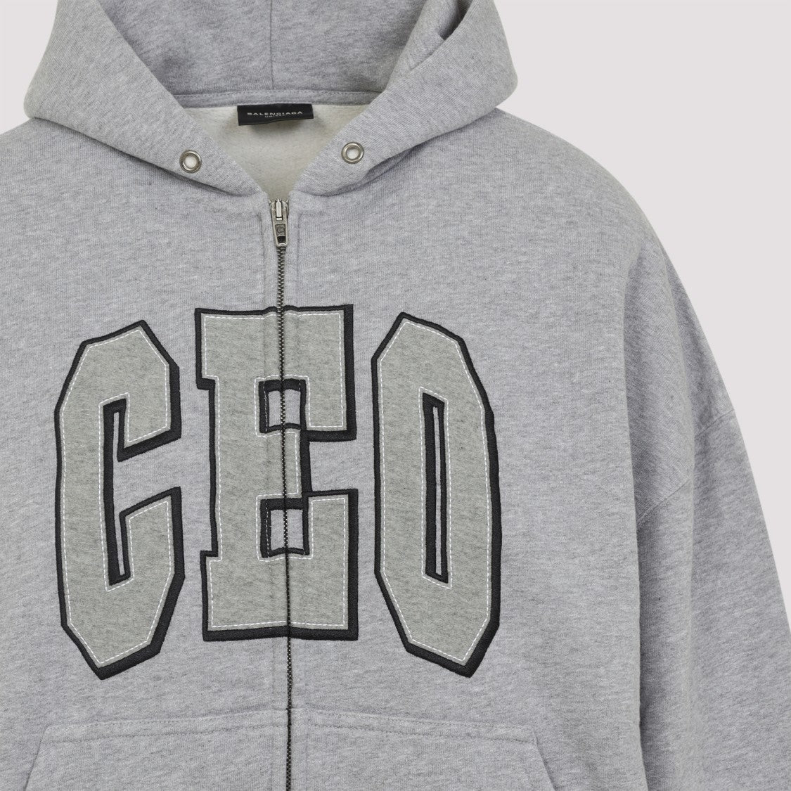 Balenciaga Small Fit Zip-Up Grey Cotton Sweatshirt