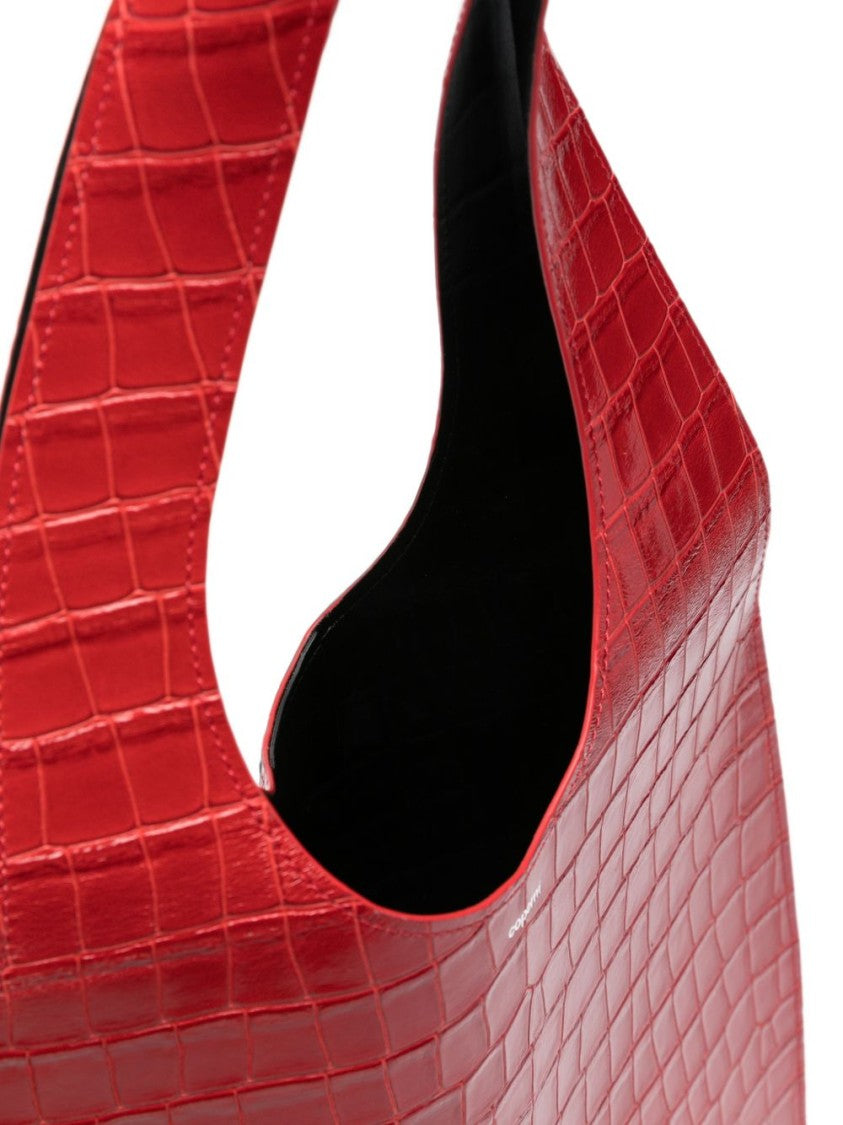 Coperni Heart-Shaped Crocodile-Embossed Red Bag