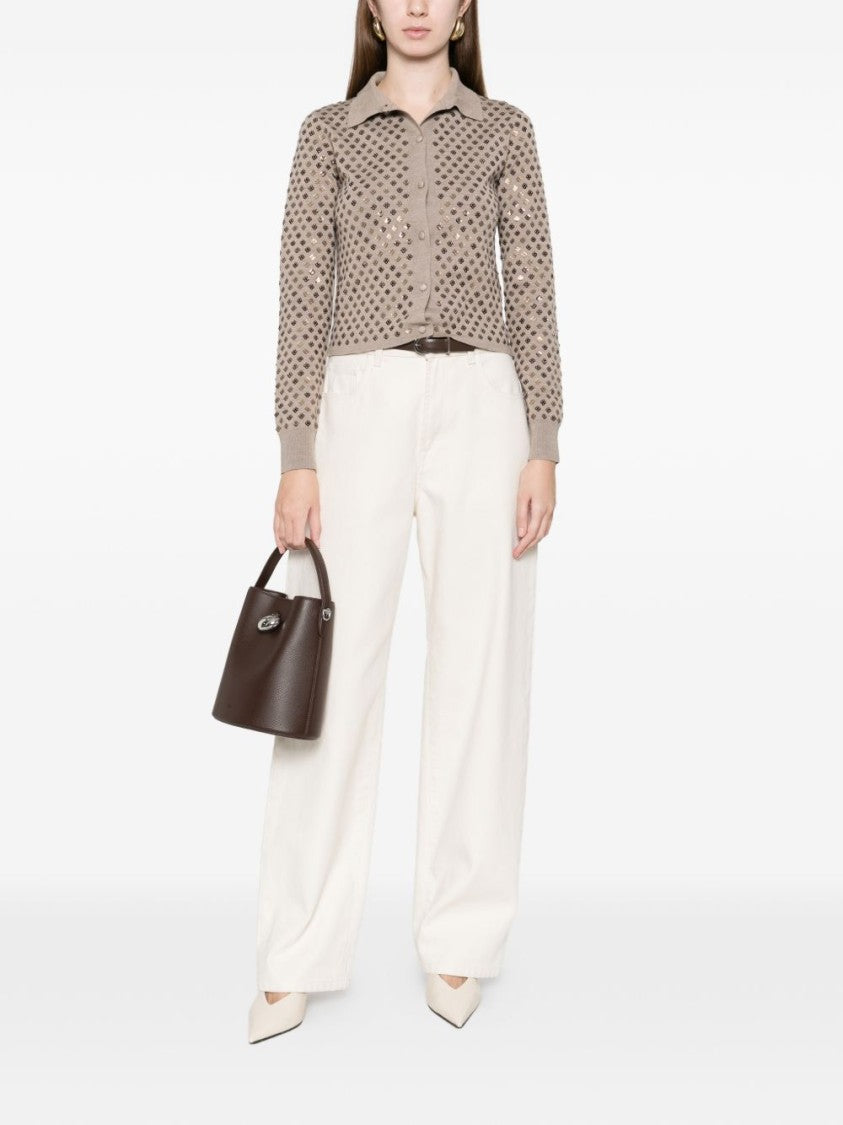 Max Mara Classic Collared Sweater With Subtle Sequin Detailing